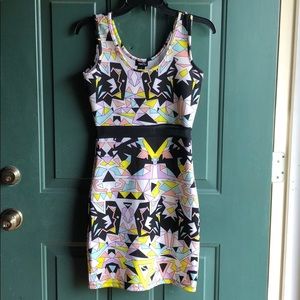 Sleeveless mesh midriff dress